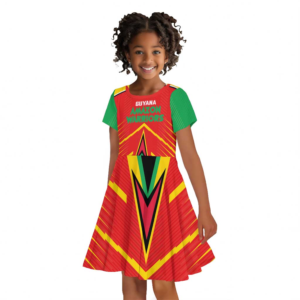 Guyana Cricket Amazon Warriors Custom Kid Short Sleeve Dress Go Glory-Green Red Gold - African Pride