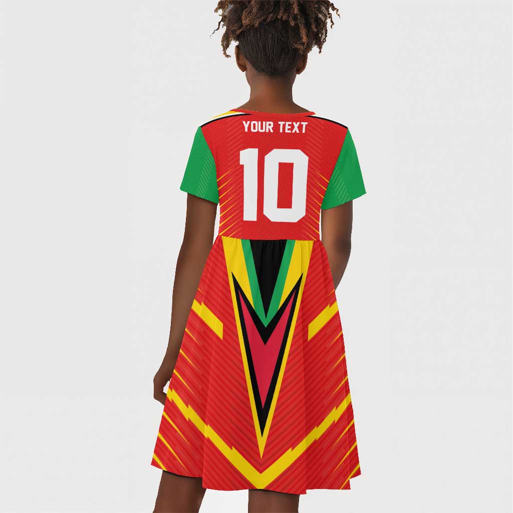 Guyana Cricket Amazon Warriors Custom Kid Short Sleeve Dress Go Glory-Green Red Gold - African Pride