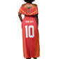 Guyana Cricket Amazon Warriors Custom Off Shoulder Maxi Dress Go Glory-Green Red Gold - African Pride
