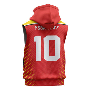 Guyana Cricket Amazon Warriors Custom Sleeveless Zip Hoodie Go Glory-Green Red Gold - African Pride
