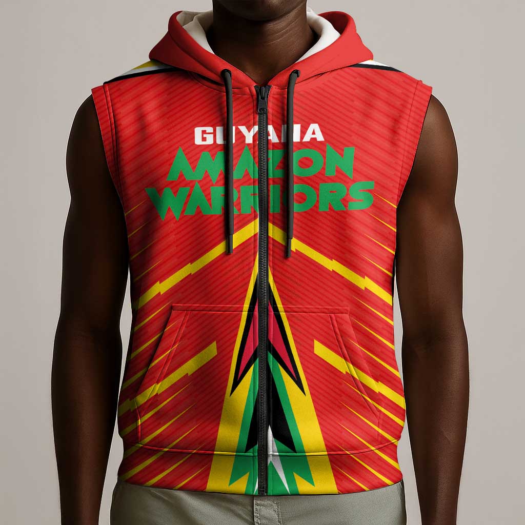 Guyana Cricket Amazon Warriors Custom Sleeveless Zip Hoodie Go Glory-Green Red Gold - African Pride