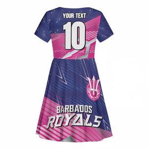Custom Barbados Cricket Royals Kid Short Sleeve Dress Trident Symbol-Sporty Style - African Pride