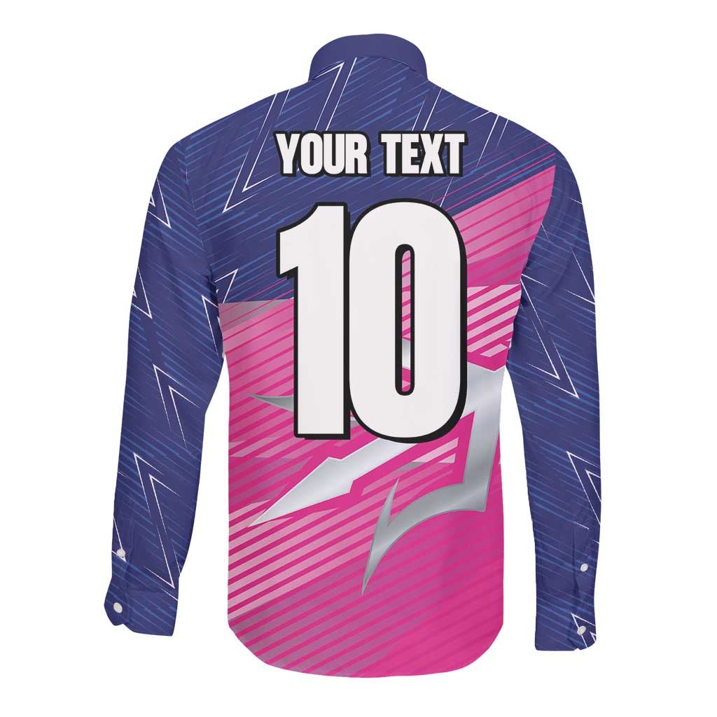 Custom Barbados Cricket Royals Long Sleeve Button Shirt Trident Symbol-Sporty Style - African Pride
