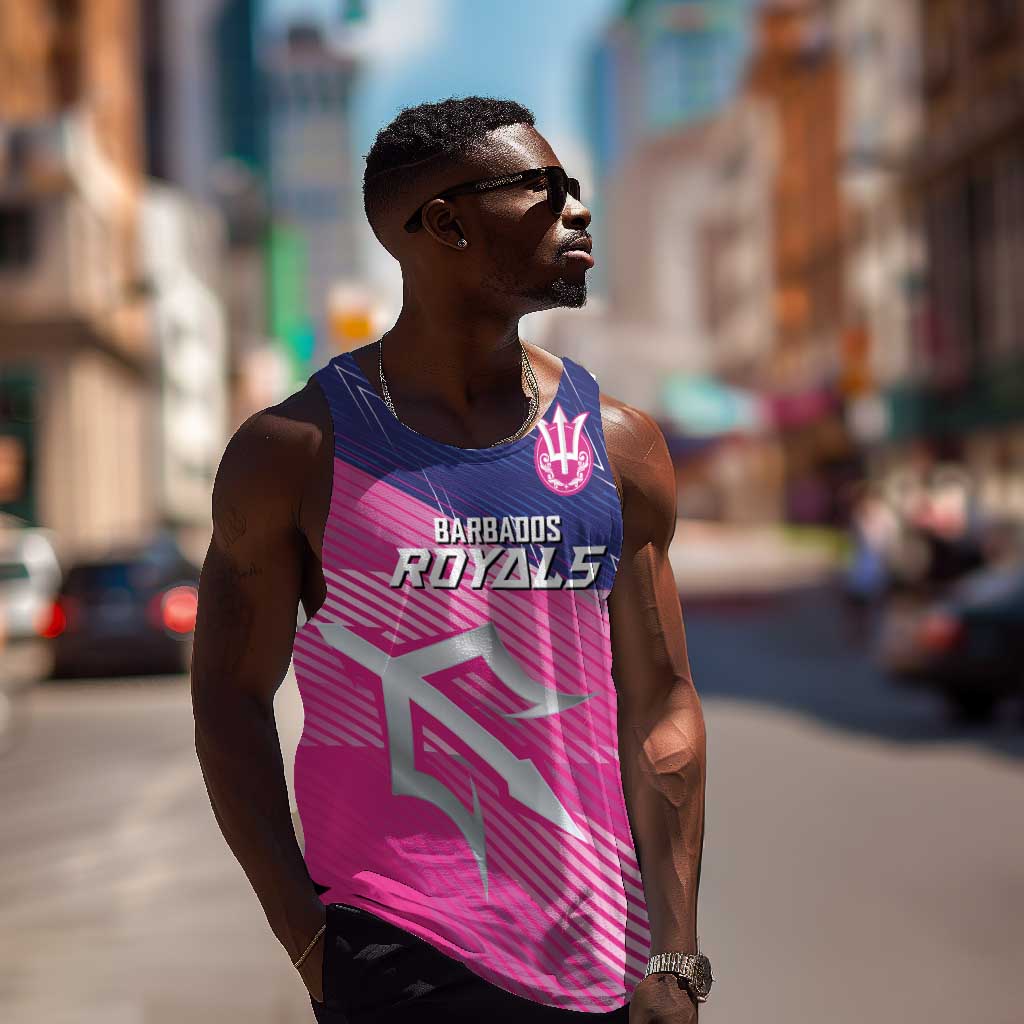 Custom Barbados Cricket Royals Men Tank Top Trident Symbol-Sporty Style - African Pride