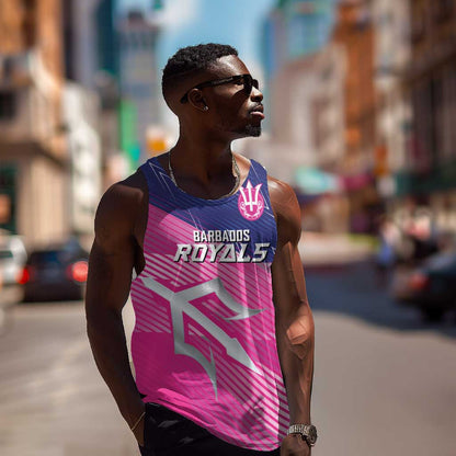 Custom Barbados Cricket Royals Men Tank Top Trident Symbol-Sporty Style - African Pride