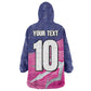 Custom Barbados Cricket Royals Wearable Blanket Hoodie Trident Symbol-Sporty Style - African Pride