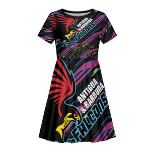 Custom Antigua & Barbuda Cricket Falcons Kid Short Sleeve Dress Through The Fire-Go Glory - African Pride