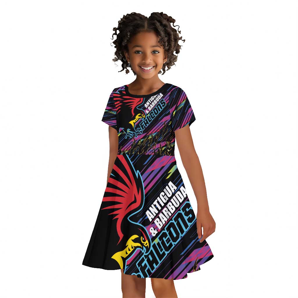 Custom Antigua & Barbuda Cricket Falcons Kid Short Sleeve Dress Through The Fire-Go Glory - African Pride