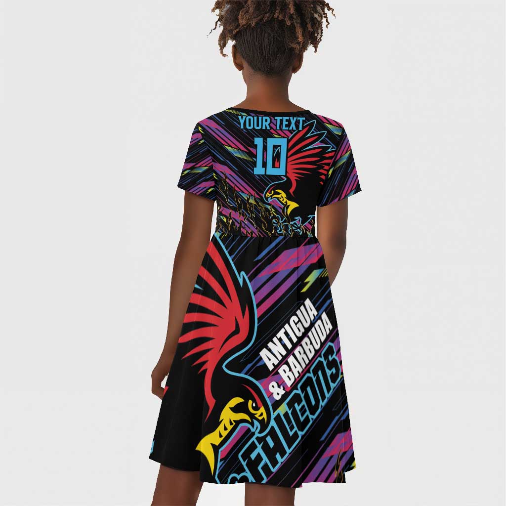 Custom Antigua & Barbuda Cricket Falcons Kid Short Sleeve Dress Through The Fire-Go Glory - African Pride