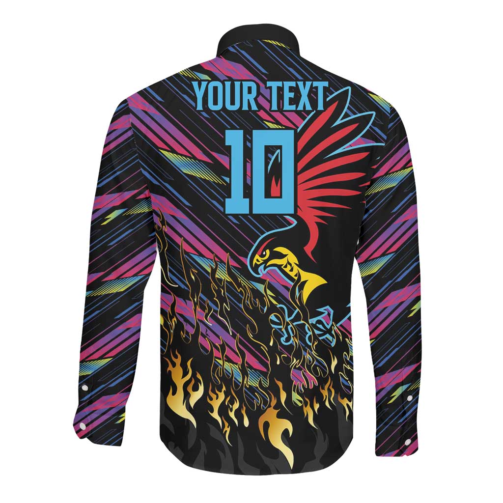 Custom Antigua & Barbuda Cricket Falcons Long Sleeve Button Shirt Through The Fire-Go Glory - African Pride