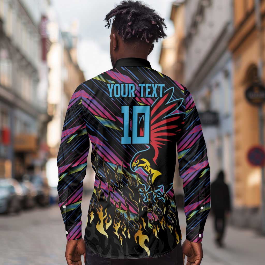 Custom Antigua & Barbuda Cricket Falcons Long Sleeve Button Shirt Through The Fire-Go Glory - African Pride