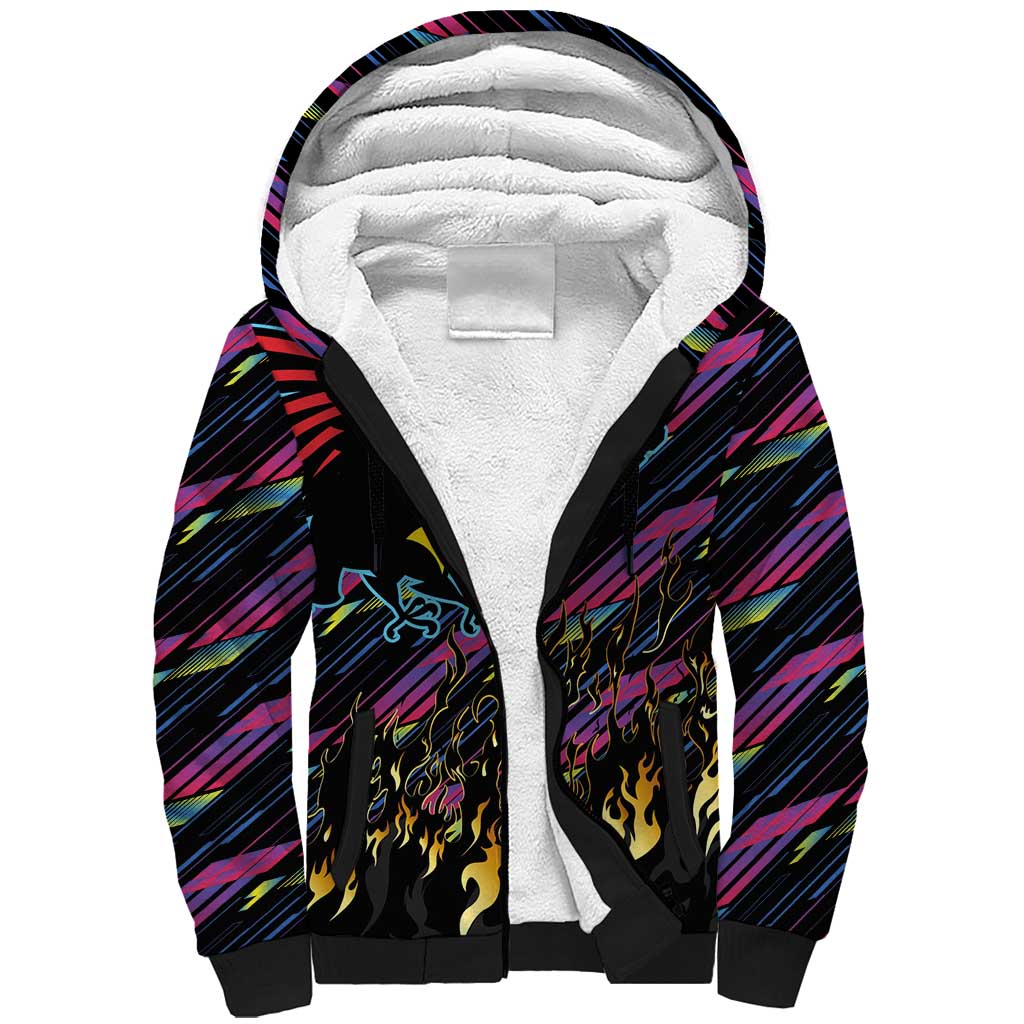 Custom Antigua & Barbuda Cricket Falcons Sherpa Hoodie Through The Fire-Go Glory - African Pride