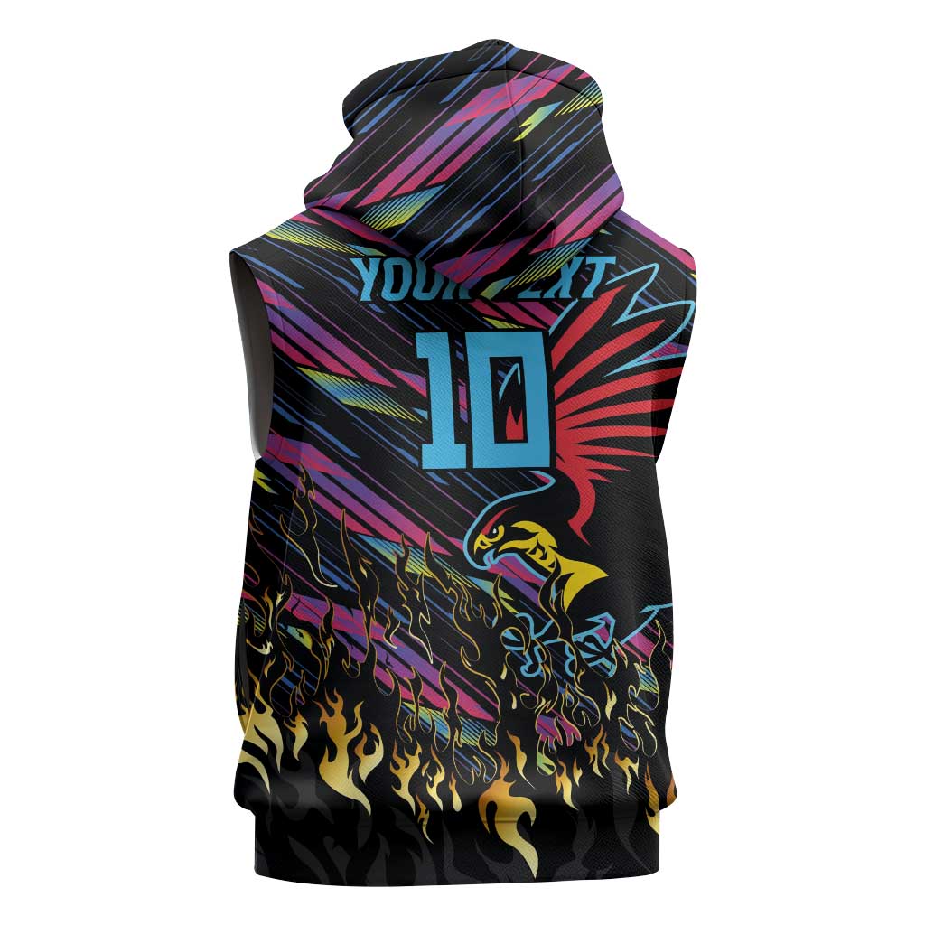 Custom Antigua & Barbuda Cricket Falcons Sleeveless Zip Hoodie Through The Fire-Go Glory - African Pride