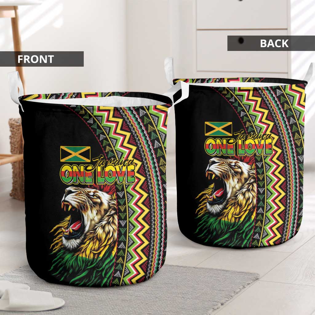 Jamaican Reggae-One Love Laundry Basket Tribal African Pattern and Roaring Lion - African Pride