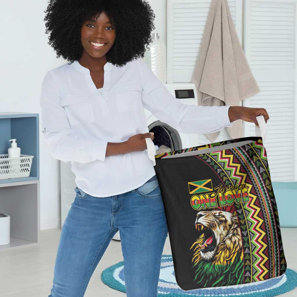 Jamaican Reggae-One Love Laundry Basket Tribal African Pattern and Roaring Lion - African Pride