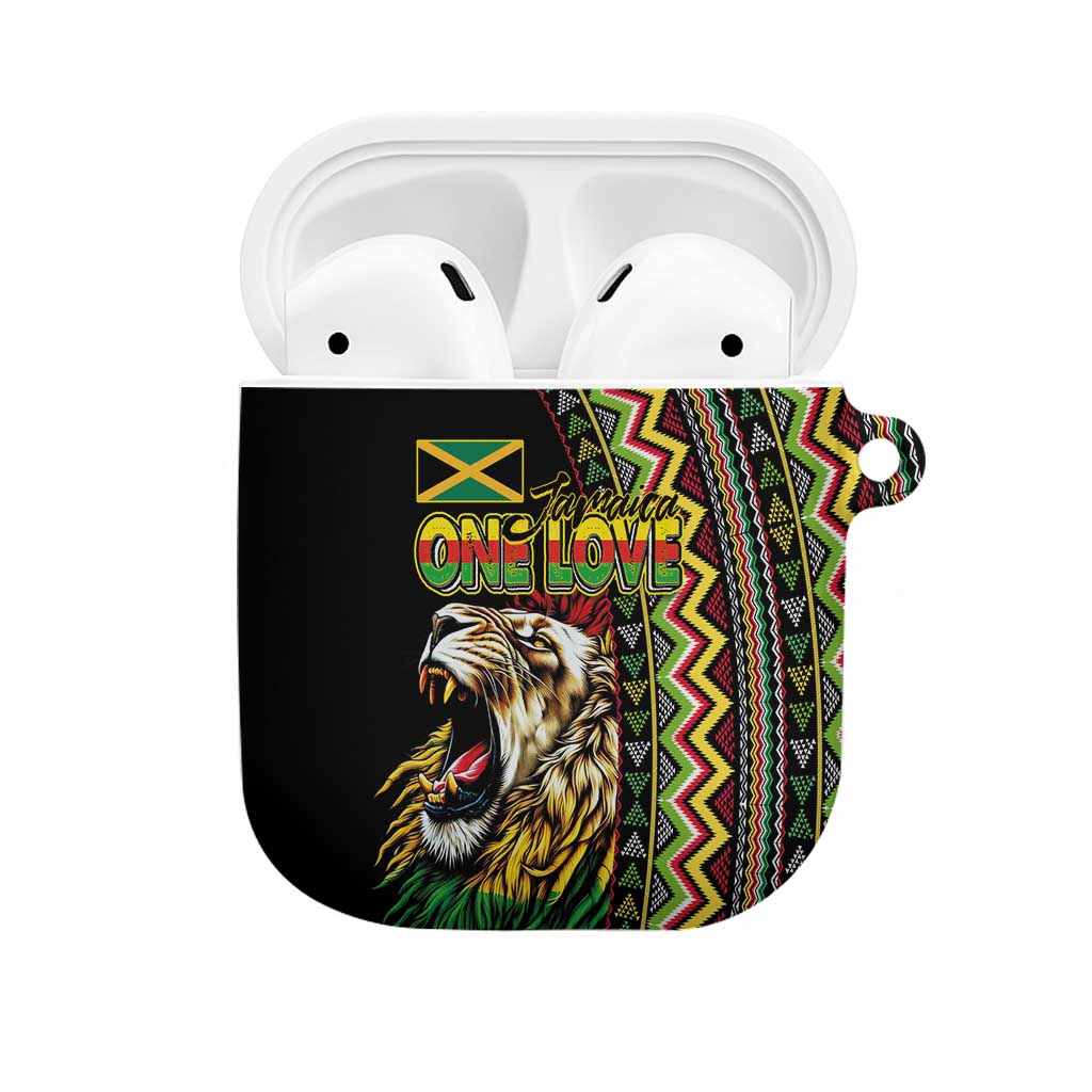 Jamaican Reggae-One Love AirPods Case Tribal African Pattern and Roaring Lion - African Pride