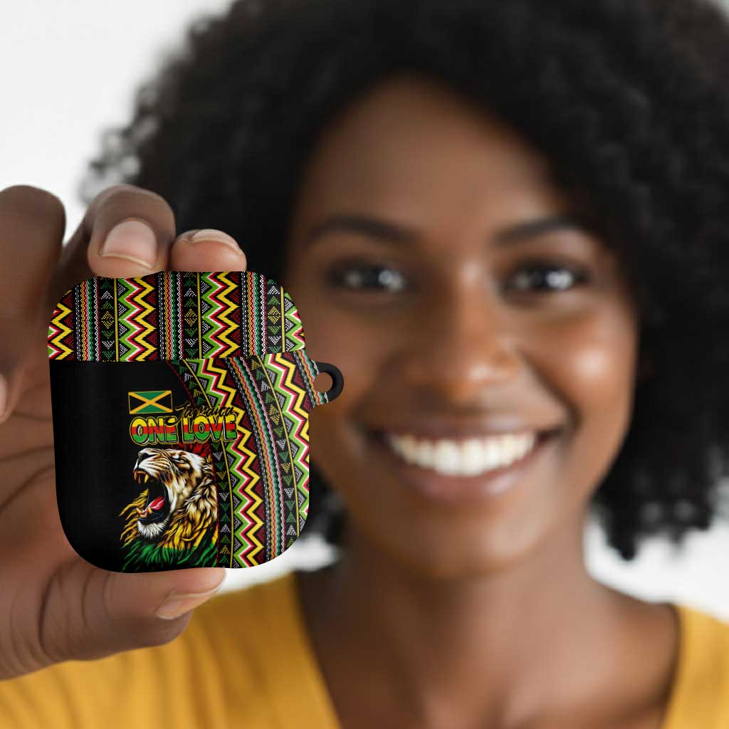 Jamaican Reggae-One Love AirPods Case Tribal African Pattern and Roaring Lion - African Pride