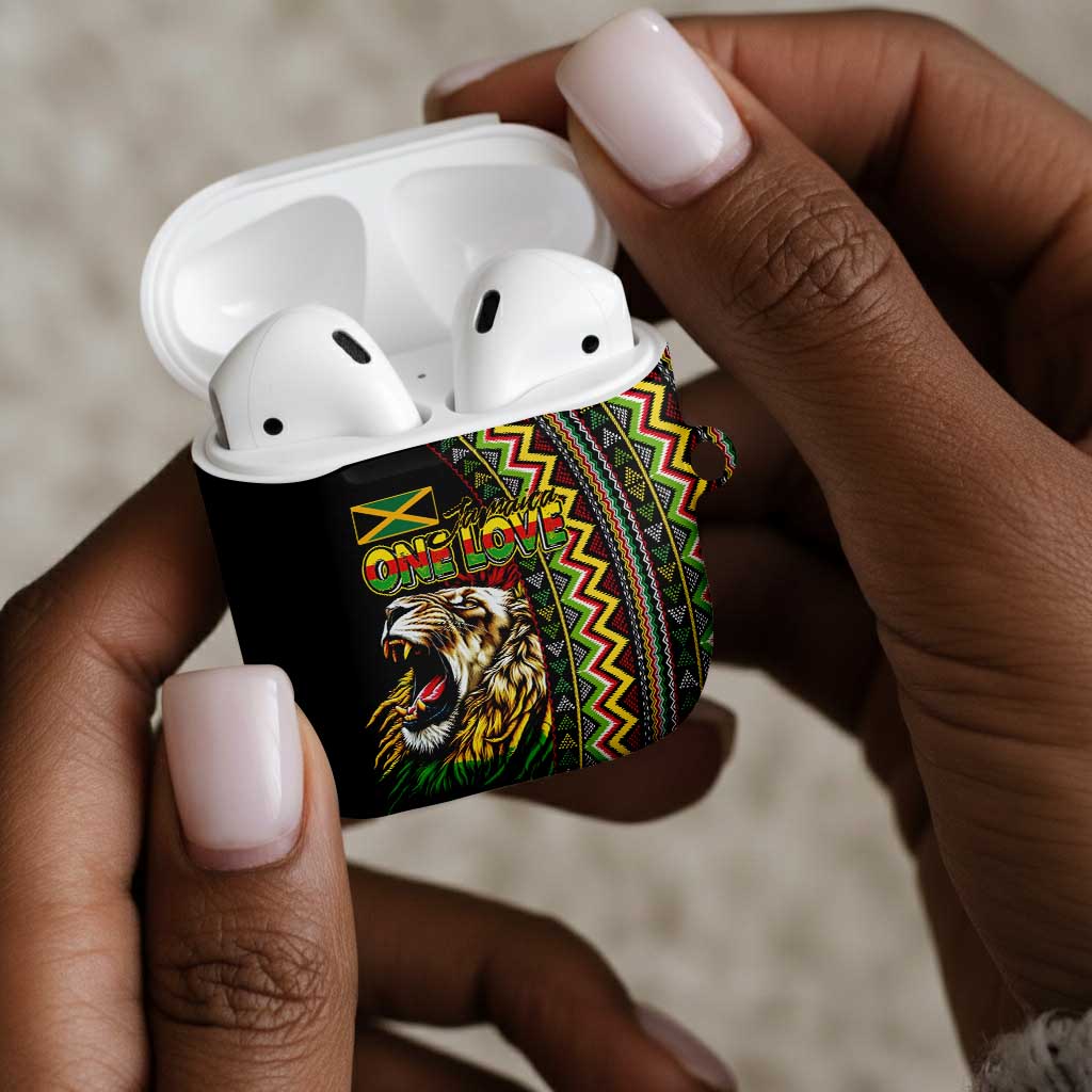 Jamaican Reggae-One Love AirPods Case Tribal African Pattern and Roaring Lion - African Pride