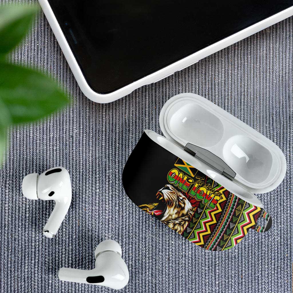 Jamaican Reggae-One Love AirPods Case Tribal African Pattern and Roaring Lion - African Pride