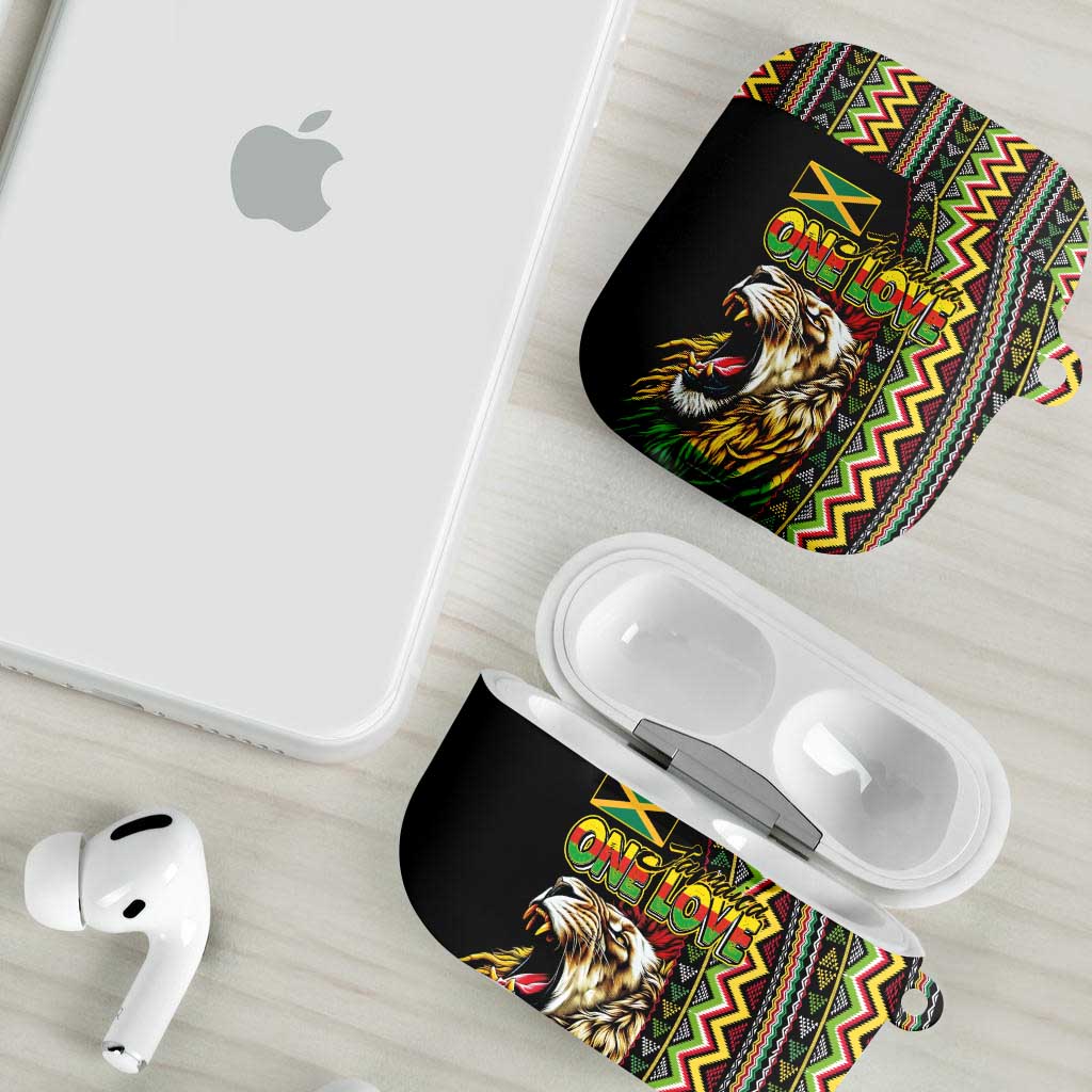 Jamaican Reggae-One Love AirPods Case Tribal African Pattern and Roaring Lion - African Pride
