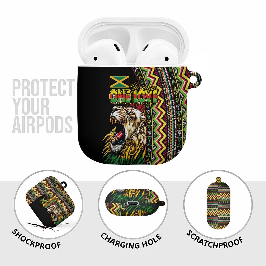 Jamaican Reggae-One Love AirPods Case Tribal African Pattern and Roaring Lion - African Pride