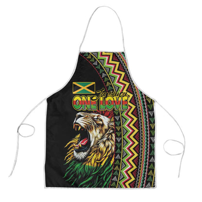Jamaican Reggae-One Love Apron Tribal African Pattern and Roaring Lion - African Pride