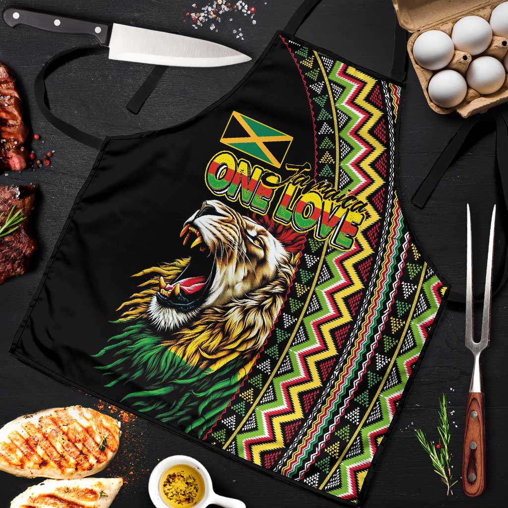 Jamaican Reggae-One Love Apron Tribal African Pattern and Roaring Lion - African Pride