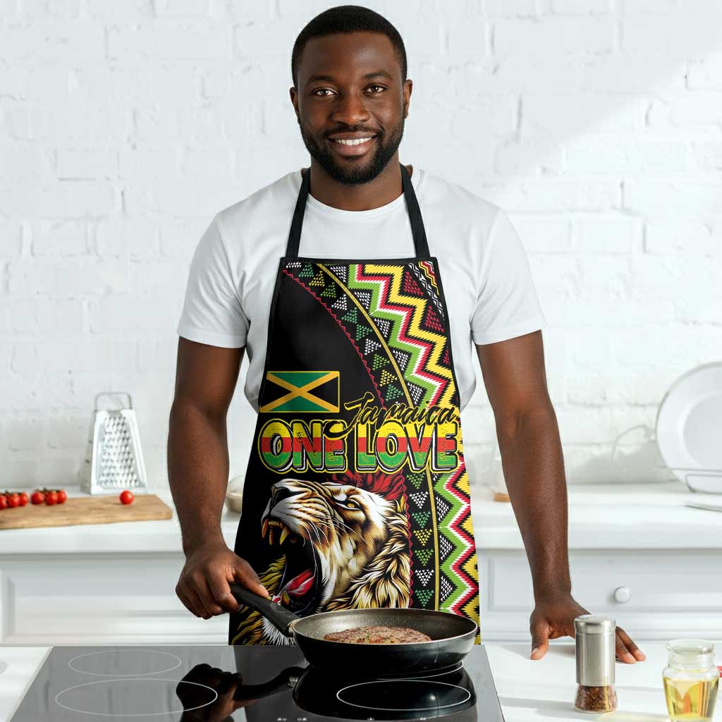 Jamaican Reggae-One Love Apron Tribal African Pattern and Roaring Lion - African Pride