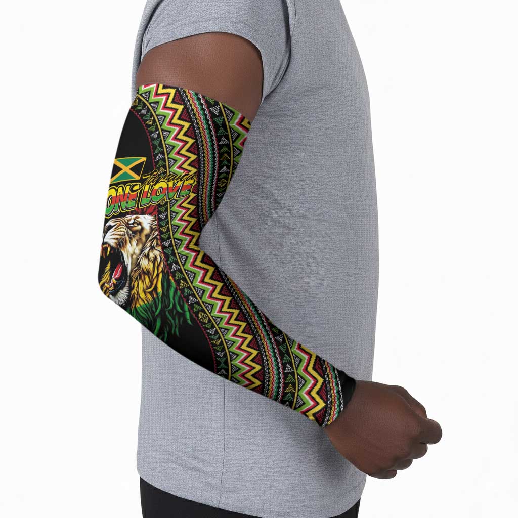 Personalized Jamaican Reggae-One Love Arm Sleeves Tribal African Pattern and Roaring Lion - African Pride