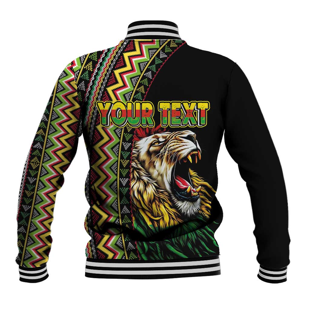 Personalized Jamaican Reggae-One Love Baseball Jacket Tribal African Pattern and Roaring Lion - African Pride