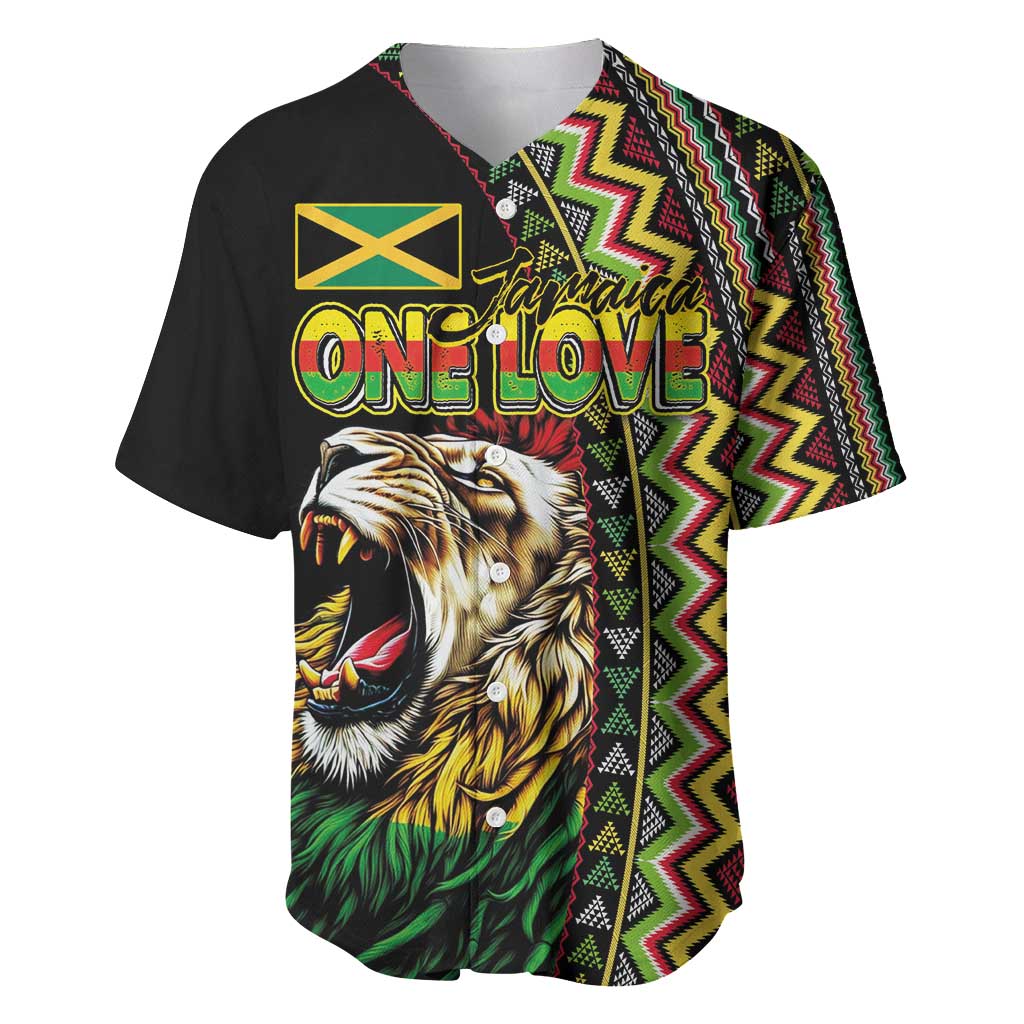 Personalized Jamaican Reggae-One Love Baseball Jersey Tribal African Pattern and Roaring Lion LT03