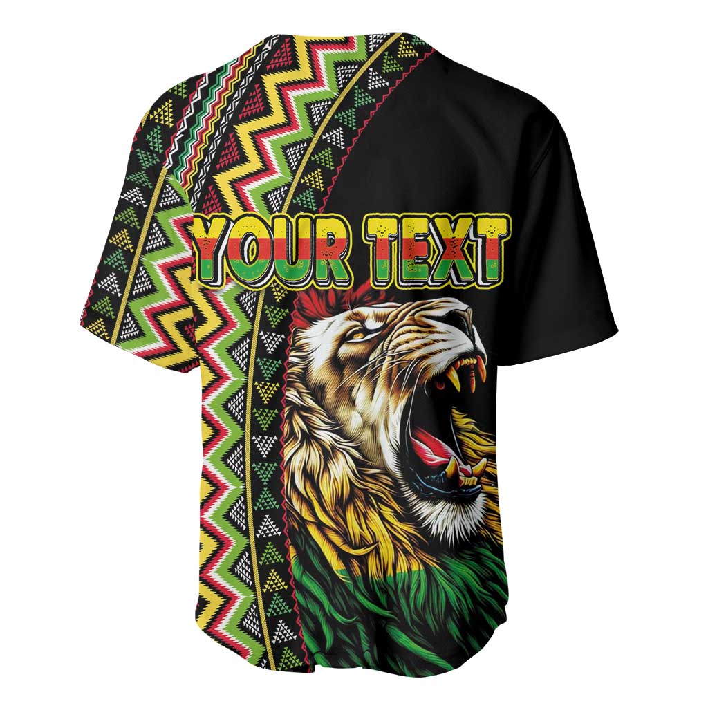 Personalized Jamaican Reggae-One Love Baseball Jersey Tribal African Pattern and Roaring Lion LT03