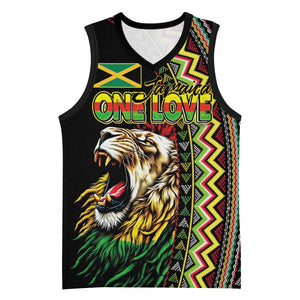 Personalized Jamaican Reggae-One Love Basketball Jersey Tribal African Pattern and Roaring Lion - African Pride