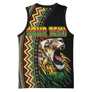 Personalized Jamaican Reggae-One Love Basketball Jersey Tribal African Pattern and Roaring Lion - African Pride