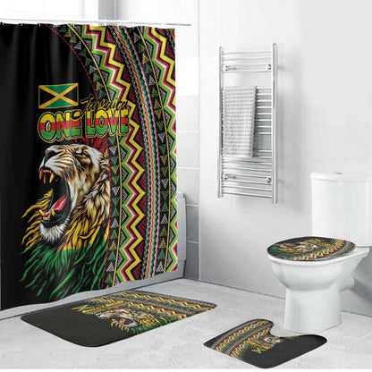 Jamaican Reggae-One Love Bathroom Set Tribal African Pattern and Roaring Lion - African Pride