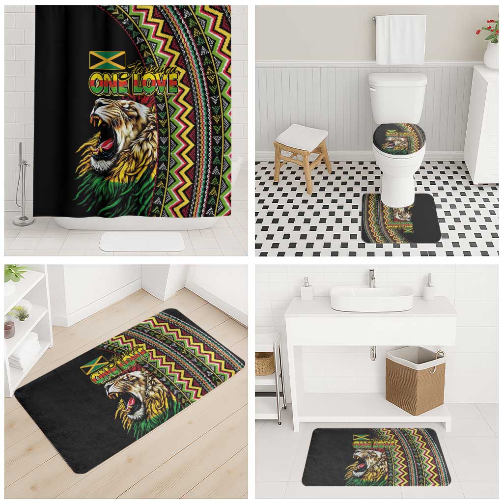 Jamaican Reggae-One Love Bathroom Set Tribal African Pattern and Roaring Lion - African Pride