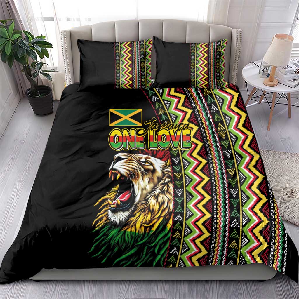 Jamaican Reggae-One Love Bedding Set Tribal African Pattern and Roaring Lion - African Pride