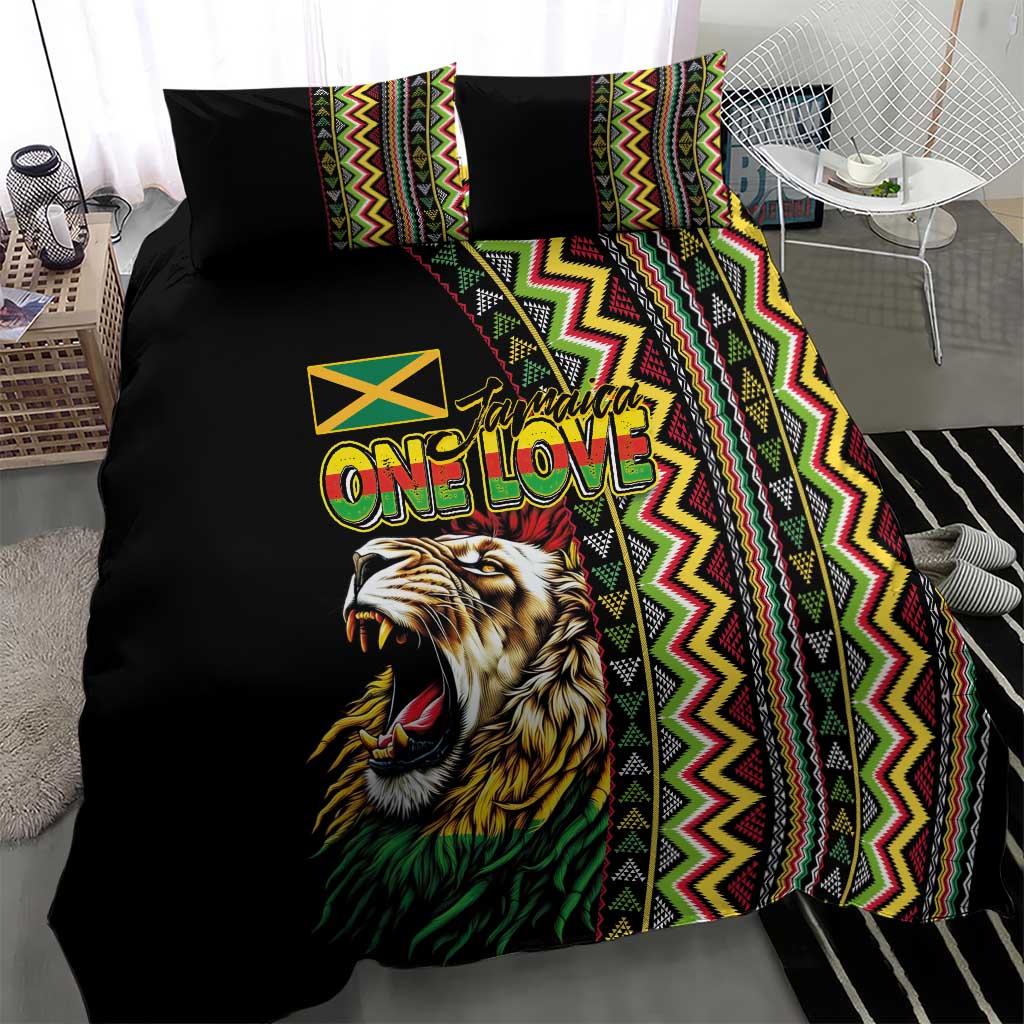 Jamaican Reggae-One Love Bedding Set Tribal African Pattern and Roaring Lion - African Pride