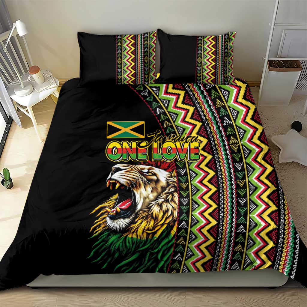 Jamaican Reggae-One Love Bedding Set Tribal African Pattern and Roaring Lion - African Pride