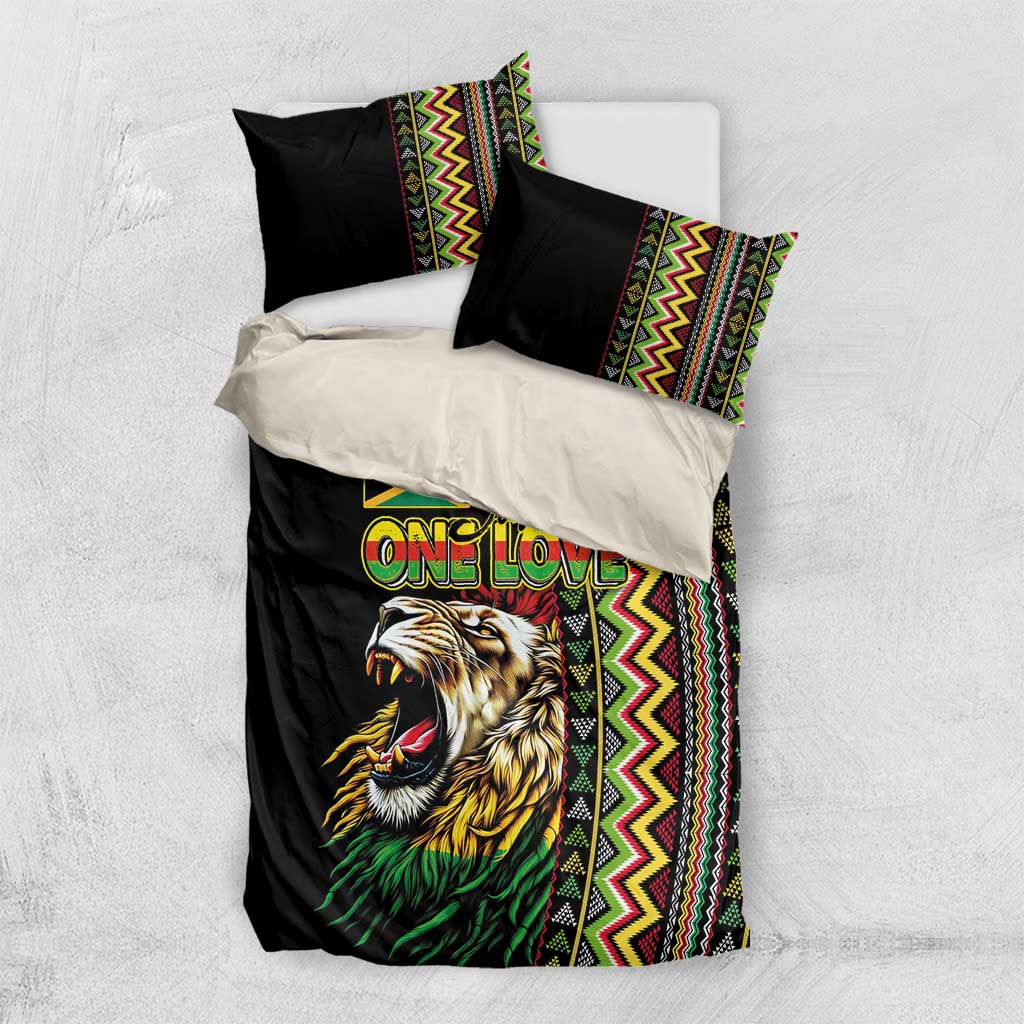 Jamaican Reggae-One Love Bedding Set Tribal African Pattern and Roaring Lion - African Pride