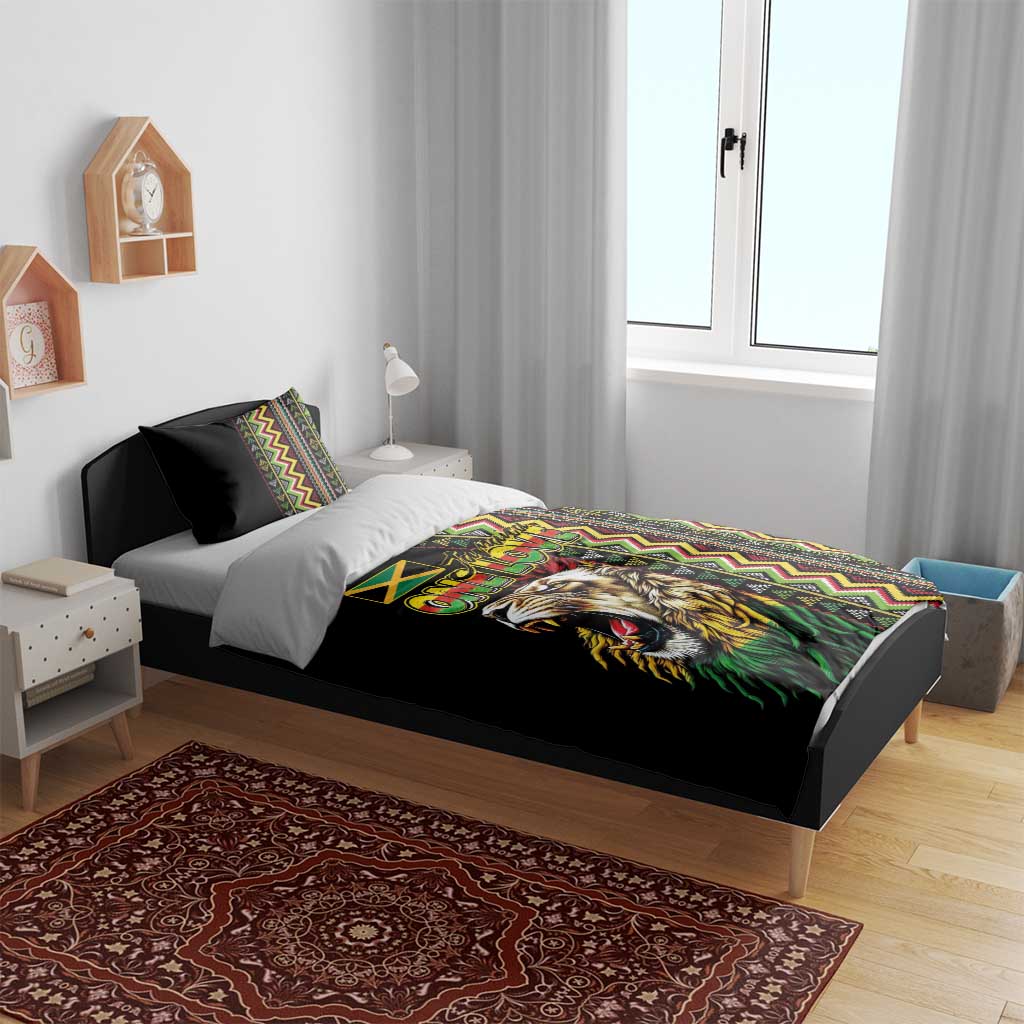 Jamaican Reggae-One Love Bedding Set Tribal African Pattern and Roaring Lion - African Pride