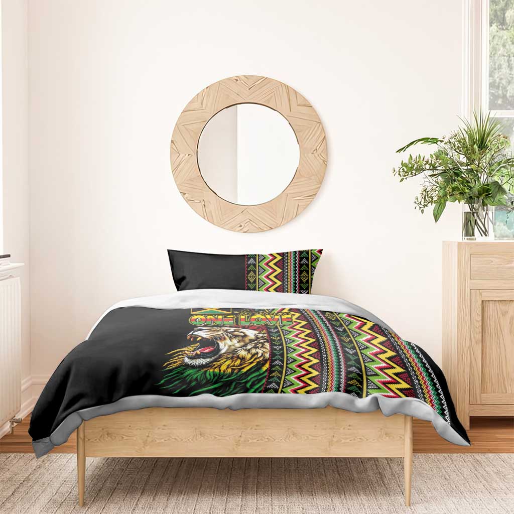 Jamaican Reggae-One Love Bedding Set Tribal African Pattern and Roaring Lion - African Pride