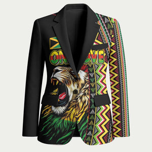 Personalized Jamaican Reggae-One Love Blazer Tribal African Pattern and Roaring Lion - African Pride