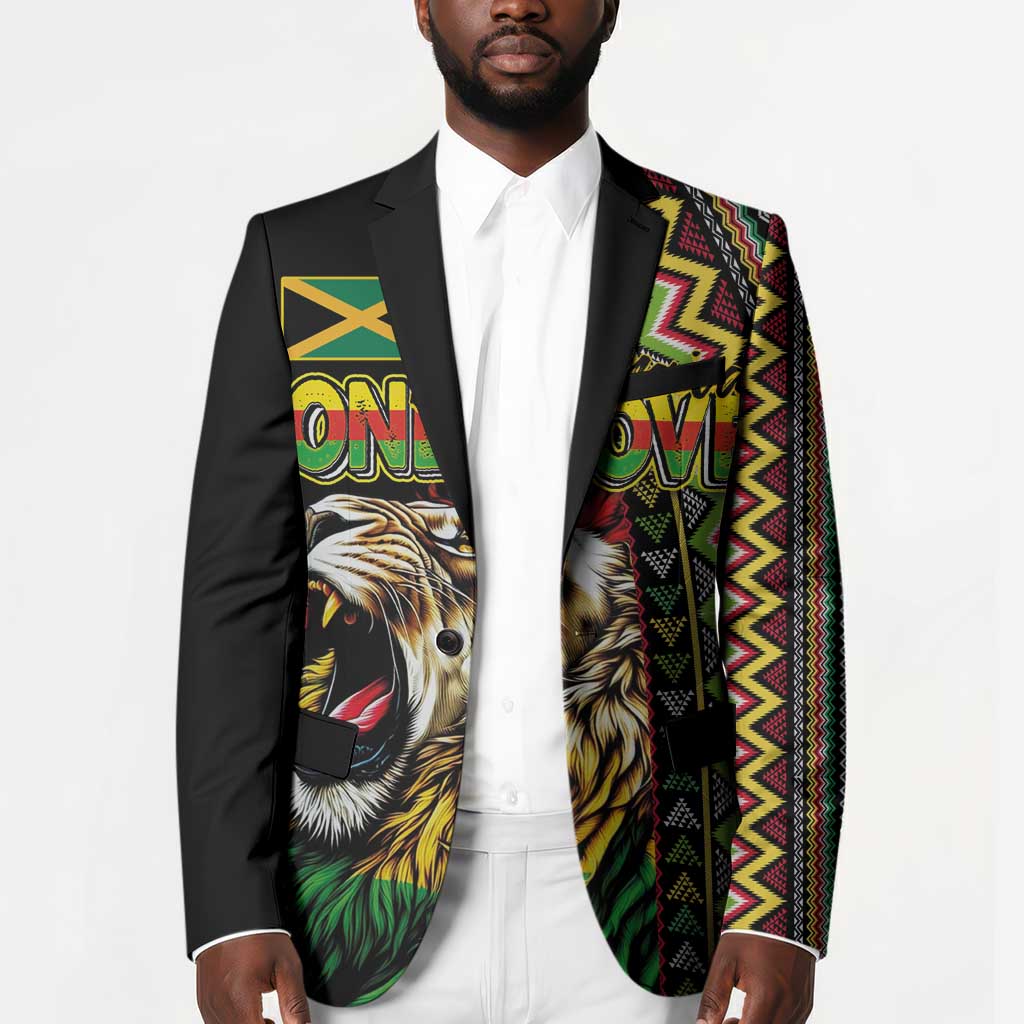 Personalized Jamaican Reggae-One Love Blazer Tribal African Pattern and Roaring Lion - African Pride