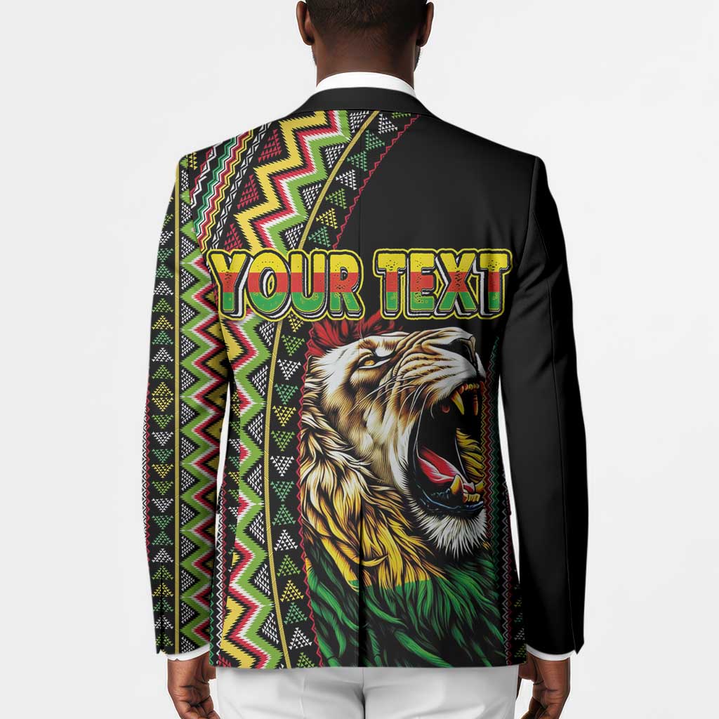 Personalized Jamaican Reggae-One Love Blazer Tribal African Pattern and Roaring Lion - African Pride