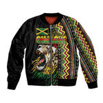 Personalized Jamaican Reggae-One Love Bomber Jacket Tribal African Pattern and Roaring Lion - African Pride