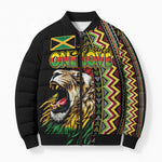 Personalized Jamaican Reggae-One Love Bomber Puffer Jacket Tribal African Pattern and Roaring Lion - African Pride