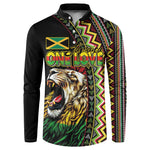 Personalized Jamaican Reggae-One Love Button Sweatshirt Tribal African Pattern and Roaring Lion