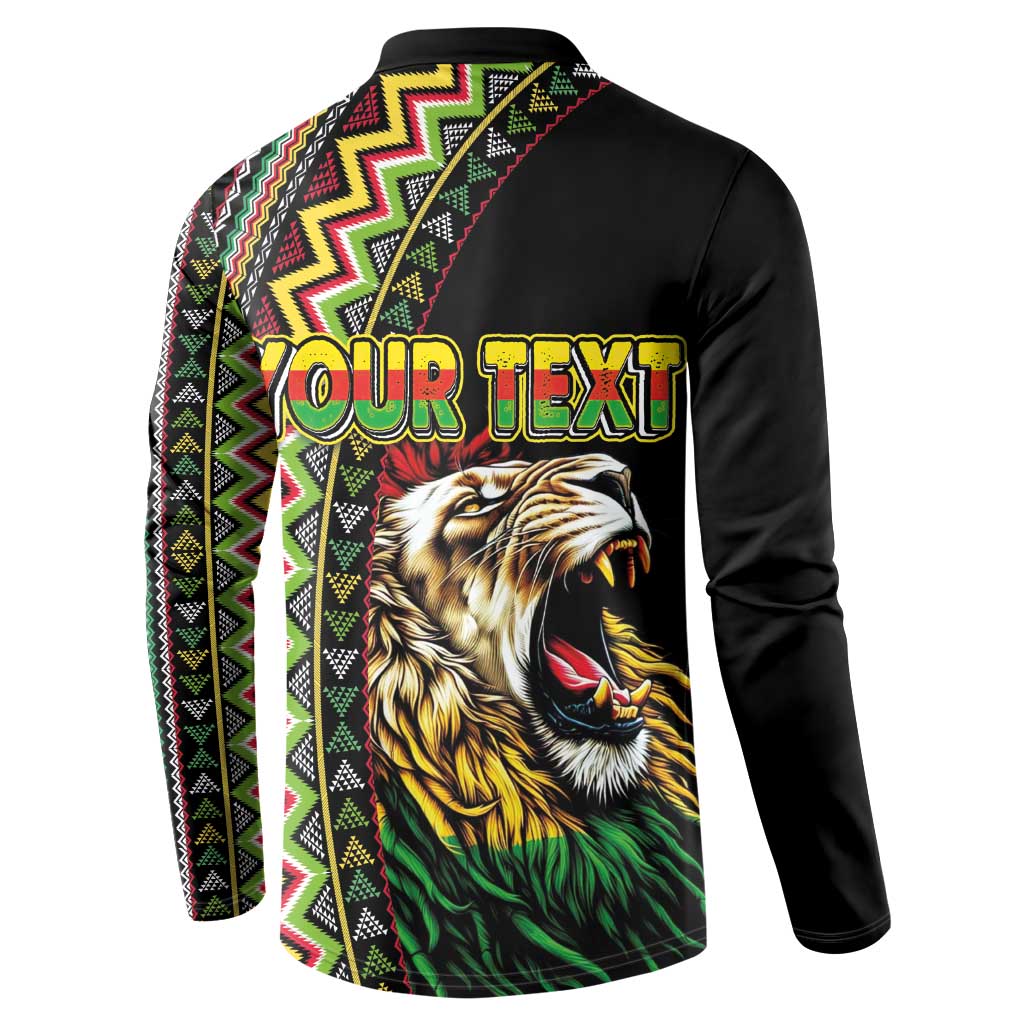 Personalized Jamaican Reggae-One Love Button Sweatshirt Tribal African Pattern and Roaring Lion