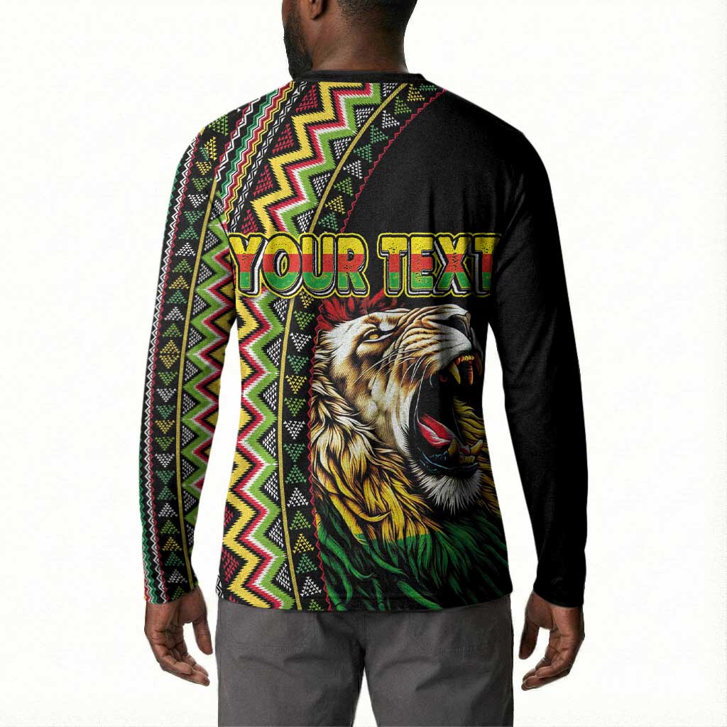 Personalized Jamaican Reggae-One Love Button Sweatshirt Tribal African Pattern and Roaring Lion